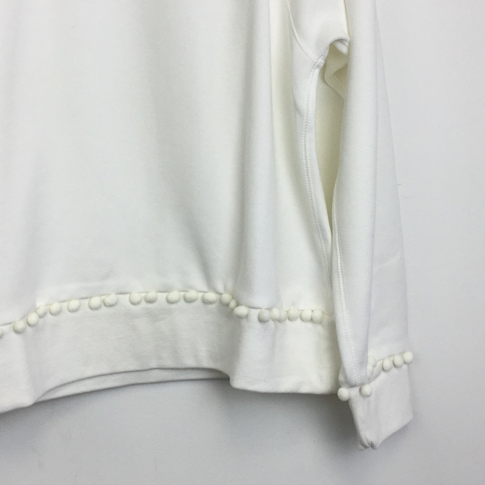 NWT J Crew White Pom Pom Sweatshirt - Picture 3 of 5